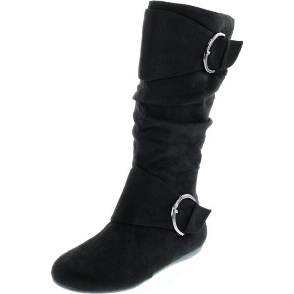 Women's Slouch Mid-Calf Boot - Round Toe, Slip-On Style, 1.5" Heel - Picture 2 of 7